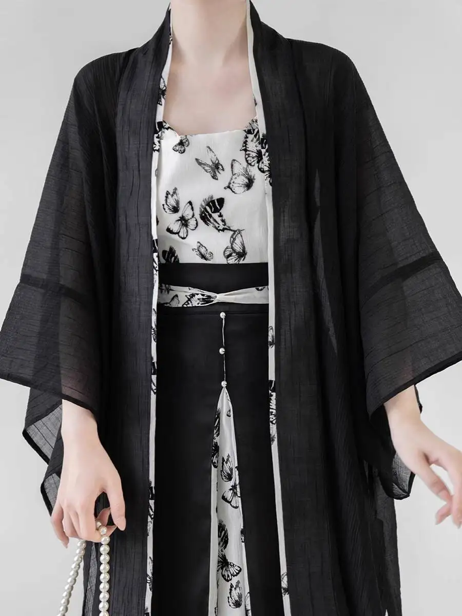 UMI MAO Original Coat Song Dynasty Hanfu Female Changgan Temple Long Shirt Butterfly Hollow New Chinese Autumn Jacket Women