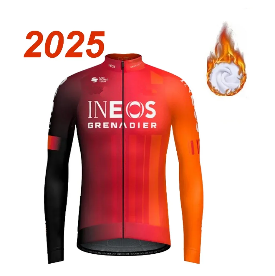 WINTER FLEECE THERMAL 2025 INEOS Grenadiers TEAM Cycling Jersey Long Sleeve Bicycle Clothing With Bib PANTS Ropa Ciclismo