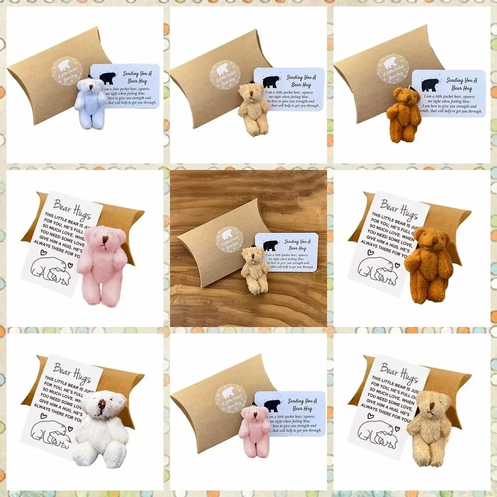 Portable Movable Plush Bear Bear Hugs Plush Bear Ornaments Mini Handmade Gifts Box Greeting Animal