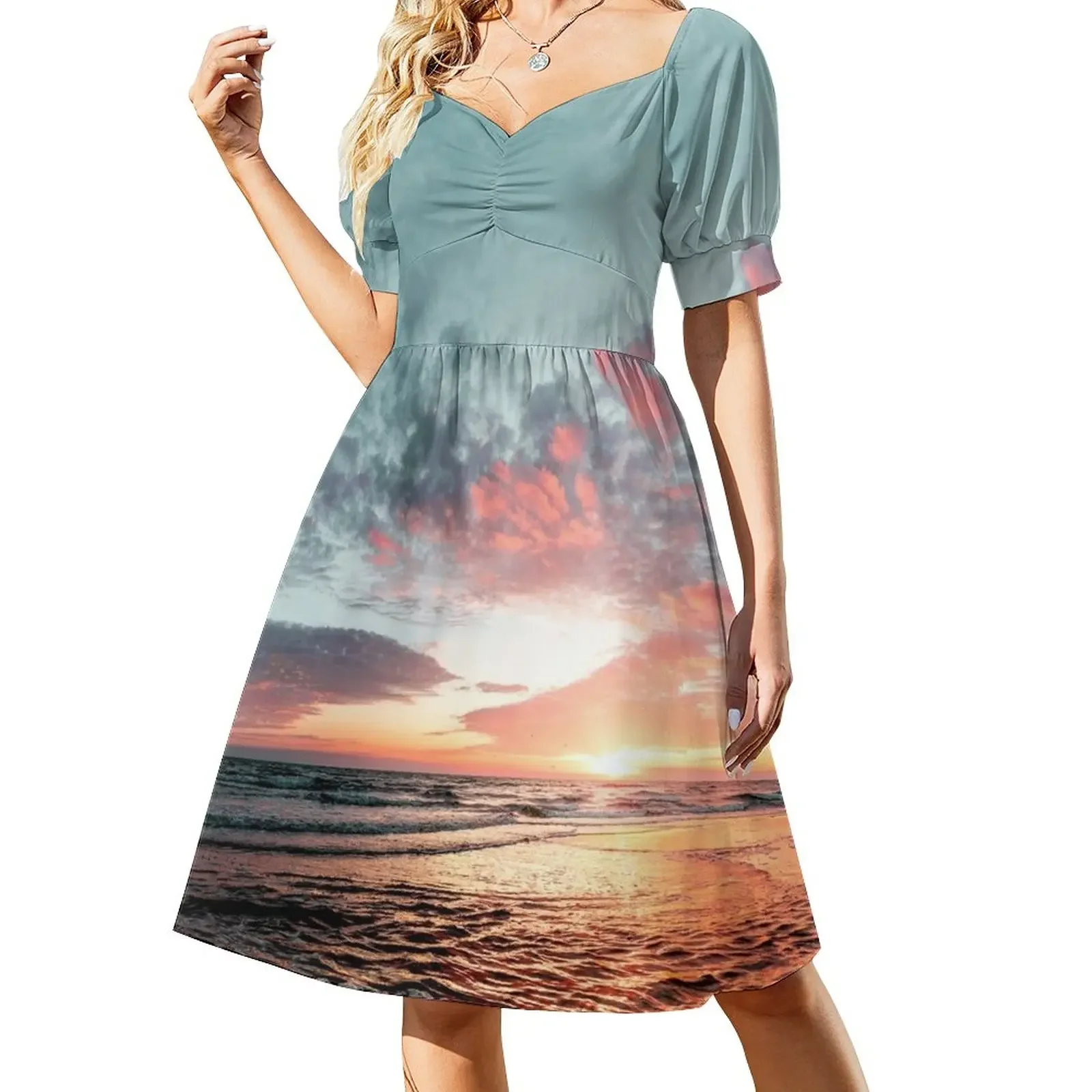 

Gorgeous Ocean Sunset Short-Sleeved Dress dress women elegant luxury summer women's suit women formal occasion dresses