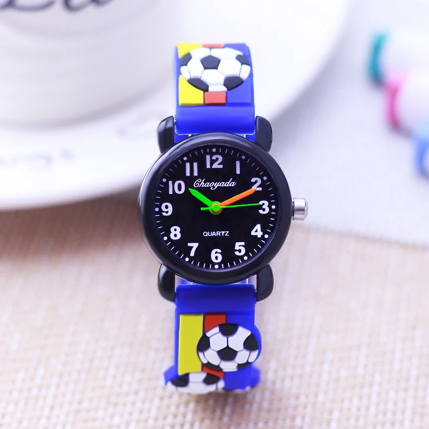 Relojes de silicona de fútbol para niños y niñas, bonitos y geniales, para niños pequeños, estudiantes, aprenden el tiempo, regalos de cumpleaños