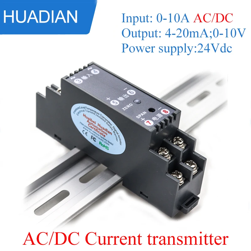 Current Transducer Transmitter Transformer Sensor DC Ac Current Converter 0-10A