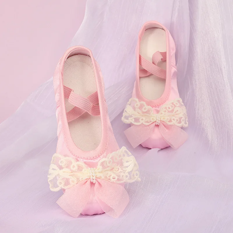 مقوس دانتيل باطن لينة أحذية الباليه امرأة أطفال فتاة أحذية رقص الباليه الأحذية الباليه اكسسوارات ملابس الرقص