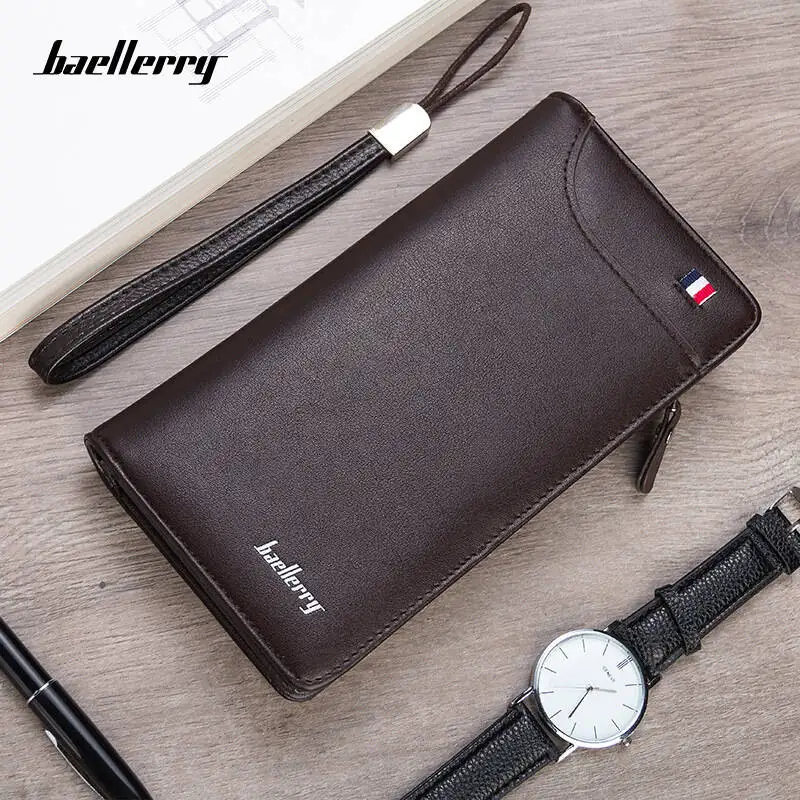 Baellerry Men Chain Long Wallet Fashion Multiple Card Slim Long Male Luxury Designer Wallet Clutch Bag Coins Bag Business Purses