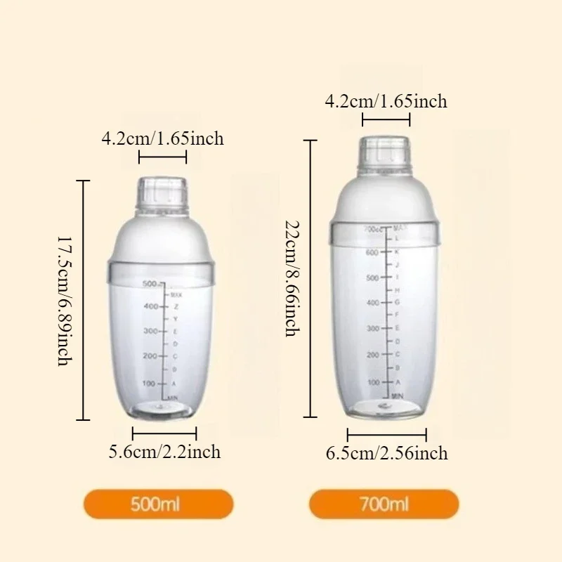 1PC 500ml/700ml Milk Tea Hand Cranked Shaker with Graduations Milk Tea Wine Beverage Shaker PC Shaker Hand Made Lemon Tea Tool