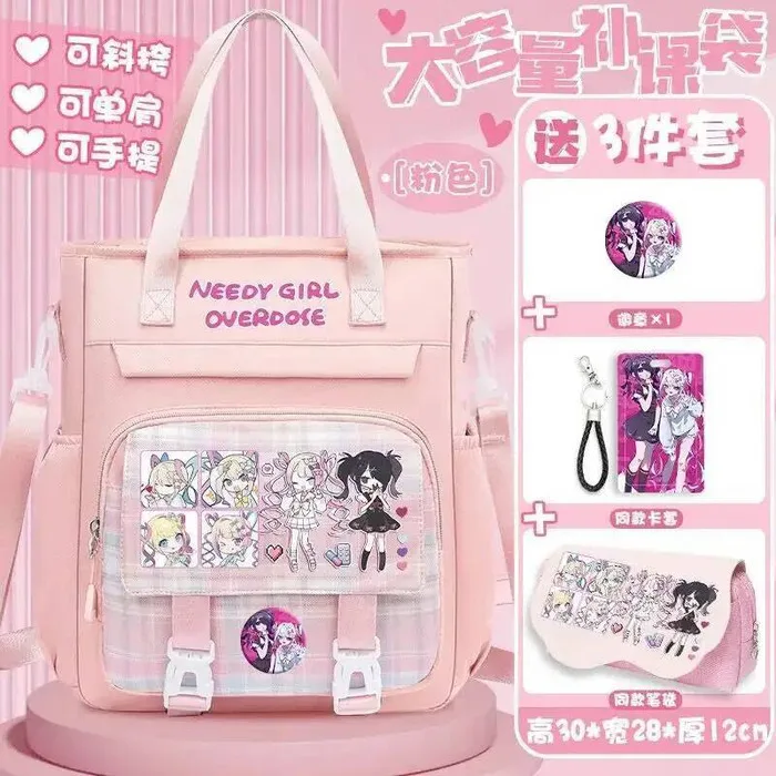 

NEEDY GIRL OVERDOSE Cos Kangel 28X30x12 см унисекс 2025 простой милый портативный органайзер для книг сумка через плечо подарок аниме игра