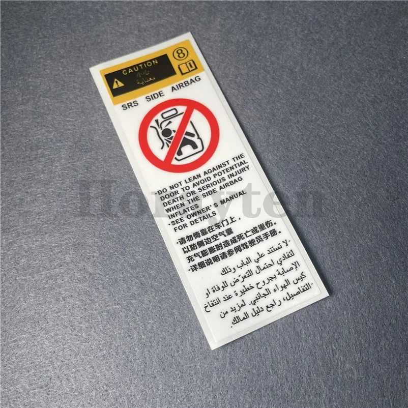 Car Styling Decal for SRS SIDE AIRBAG Child Protector Advertencia Warning Owner Manuel Automotive Caution Stickers