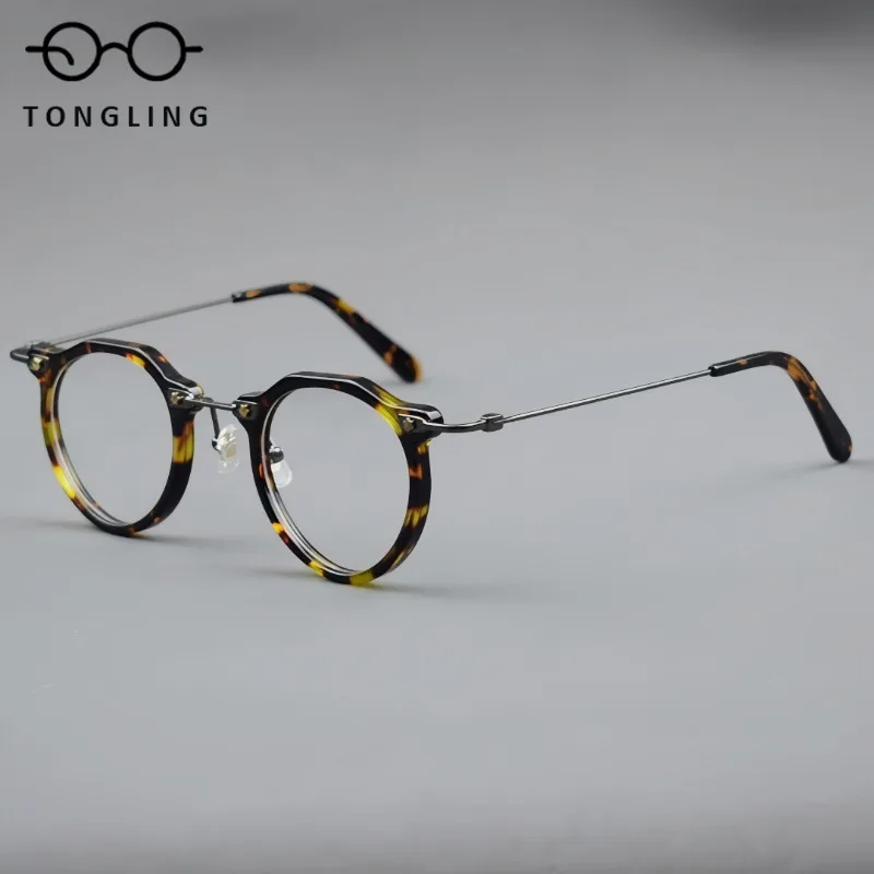 

2025 Новые ретро женские маленькие черные оправы для мужчин, высококачественные очки ручной работы из ацетата, модная оправа для очков для поездок на работу