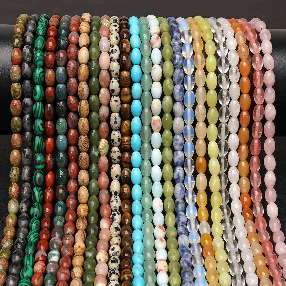 5x8MM Oval Gemstone Beads Sodalite Agate Aventurine Jade Loose Spacer Bead For Jewelry Making DIY Bracelet Necklace Earrings
