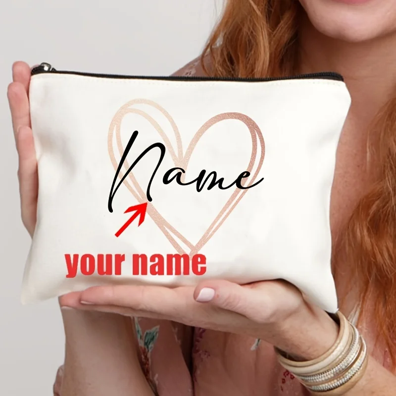 

Personalized Canvas Makeup Bag Bridesmaid Custom Name Holiday Wedding Bachelorette Party Gifts New Cosmetic Bags Zipper Pouchs