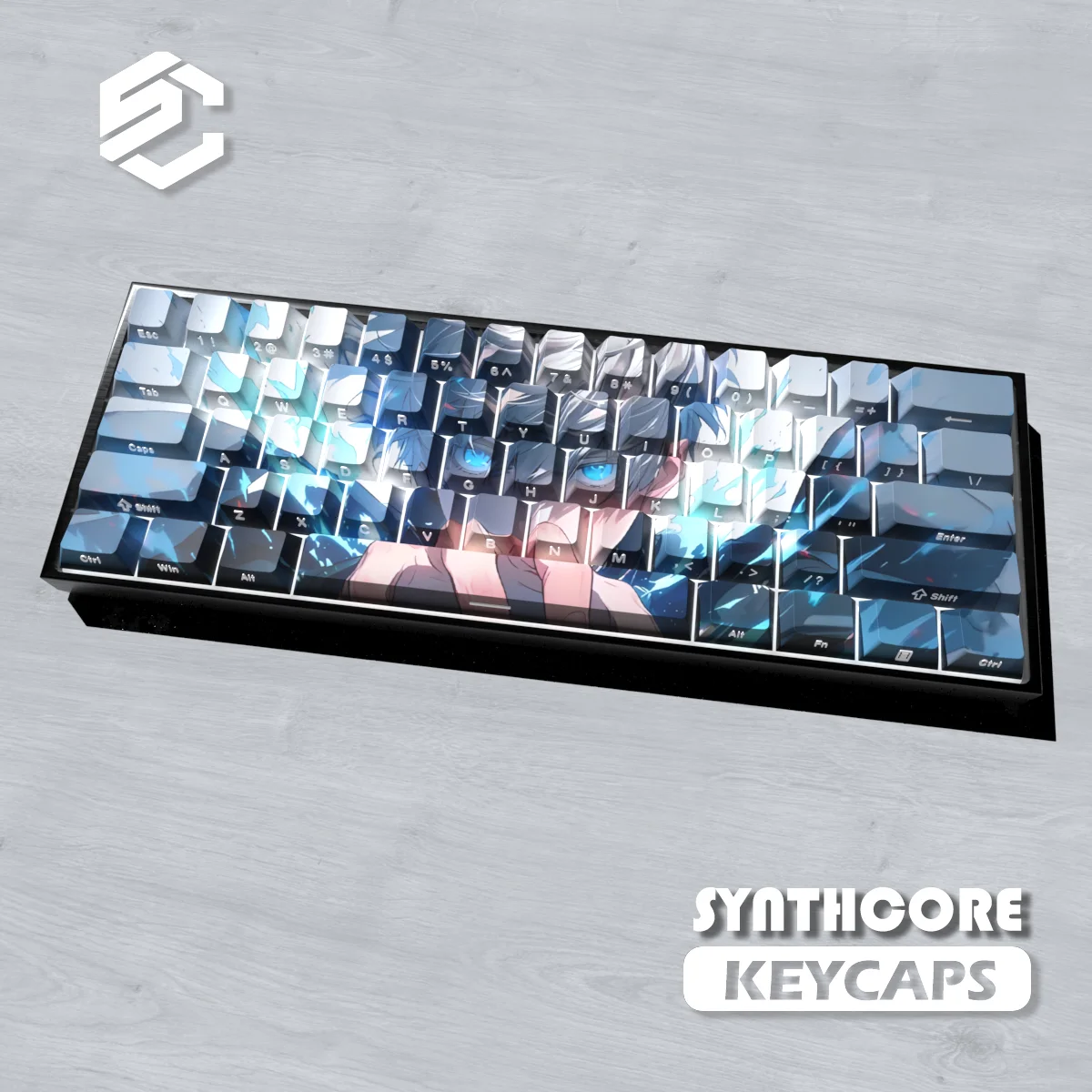 Teclas temáticas Gojo Satoru de 74 teclas, teclas de Anime de cómics, perfil de cereza PBT, teclas personalizadas para teclado mecánico 60 65 68