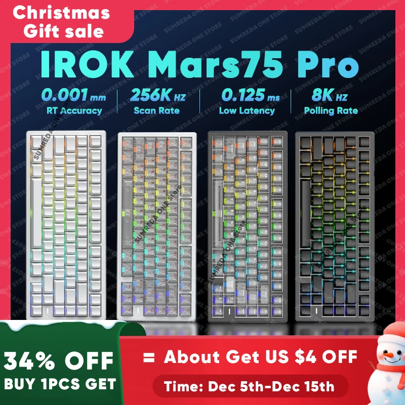 

IROK Carotmas Mars75 Pro Mercury68 mars68 pro Gaming Magnetic Mechanical Keyboard 75% 0.001mm 8K 0.125ms Wired Gamer Keyboard