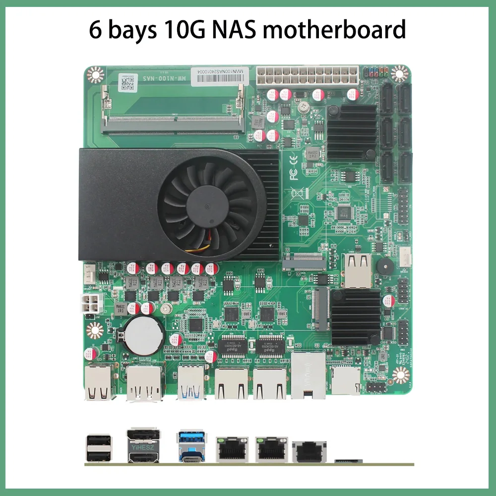

N100/i3-N305 6-проходная материнская плата 10G NAS DDR5 6 SATA 2*2,5G 1*10G LAN 2 * M.2 Nvme HDMI DP NAS плата 17*17 ITX материнская плата для DIY