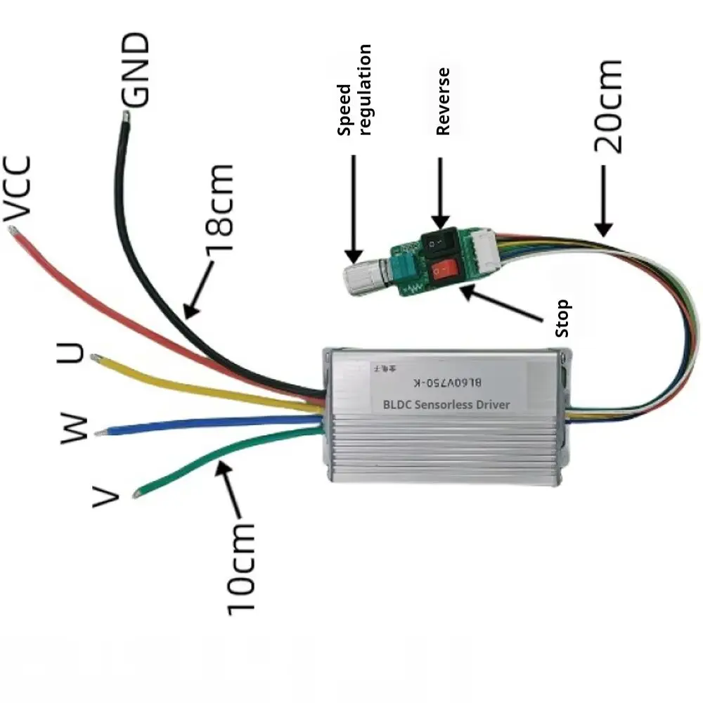 

DC6-60V Трехфазный модуль драйвера бесщеточного двигателя постоянного тока 750 Вт Бесщеточный двигатель BLDC без контроллера Холла Стоп/регулятор скорости обратного хода