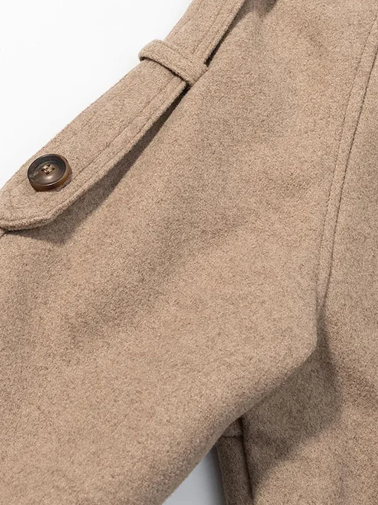 

HH Female Winter Trend Fashion Solid Color Long Sleeves Double Breasted Half Turtleneck Short Coat Woman Casual Loose Jacket