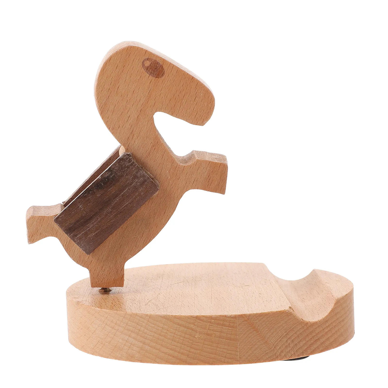 Horse Shape Wooden Phone Stand Eco Friendly Smooth Surface Sturdy Base Non Slip Cell Phone Holder for Desk Tablet Smartphone