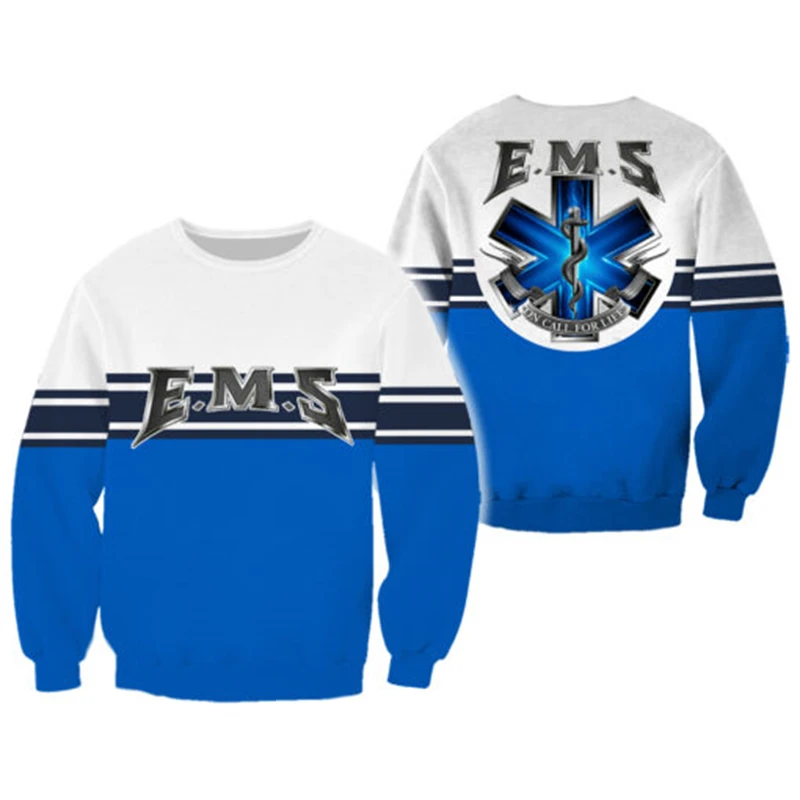 

Cosplay EMS EMT Medical Paramedic Worker Tattoo 3D Print Sweater Harajuku Streetwear Long Sleeve Funny Sweatshirts For Men Tops