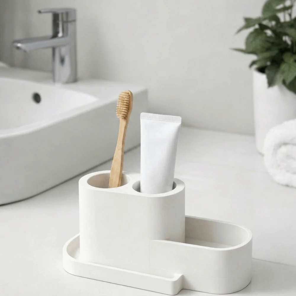 Toothpaste Detachable Toothbrush Holder Easy Clean Multi-Purpose Toothpaste Rack Compact Multi-functional Storage Rack Bathroom