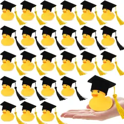 24Pcs Ozdoba samochodowa Mini gumowa kaczka z ukończenia szkoły z frędzlami Dekoracja deski rozdzielczej samochodu Grad Duck Gift