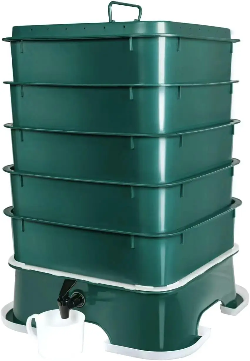 

5-Tray Worm Composter for Indoor & Outdoor, Sustainable Design to Recycle Food Waste Efficiently