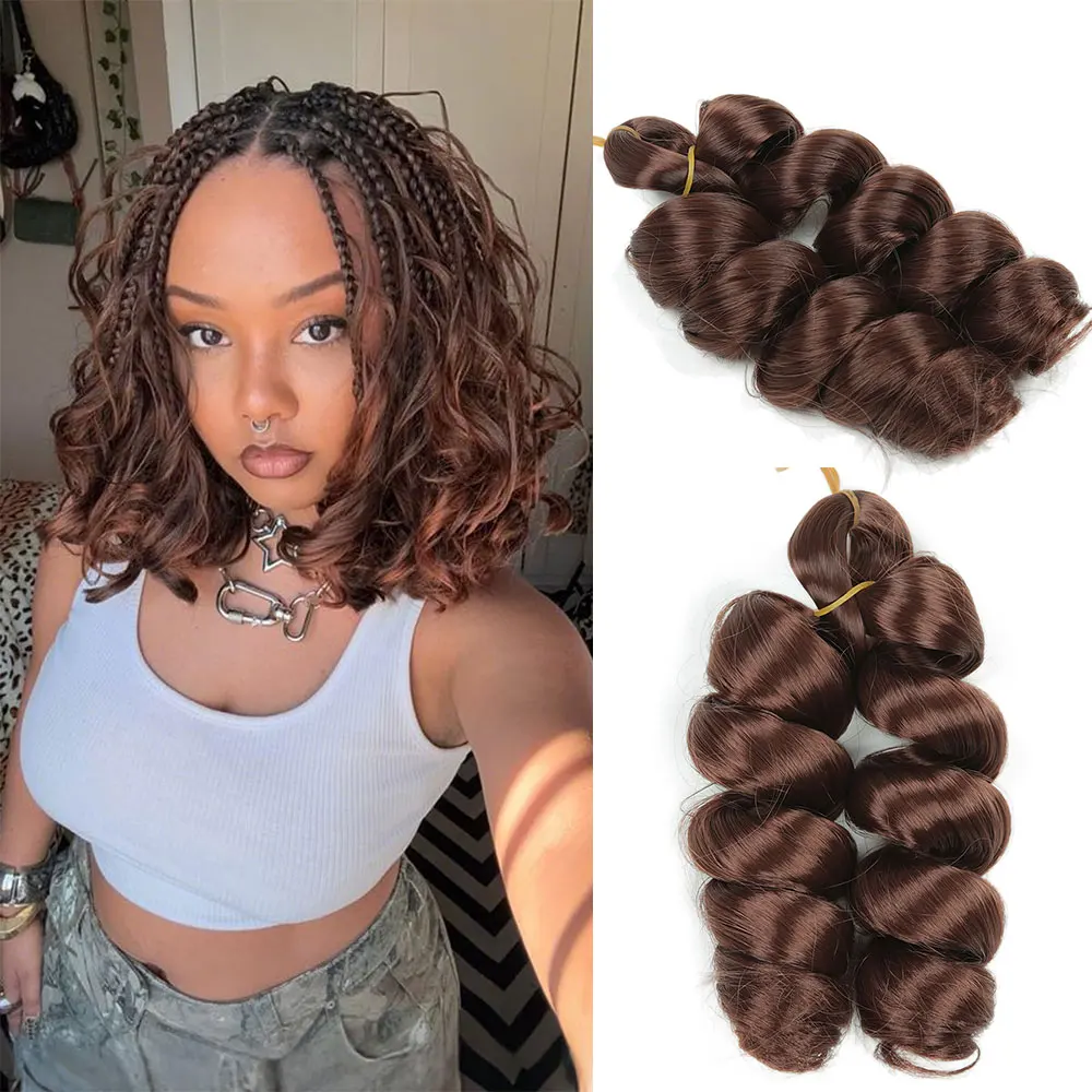 

French Curl Synthetic Ombre Braiding Hair Extensions12 Inch Loose Wave Bouncy Crochet Hair Pre Stretched for Braids