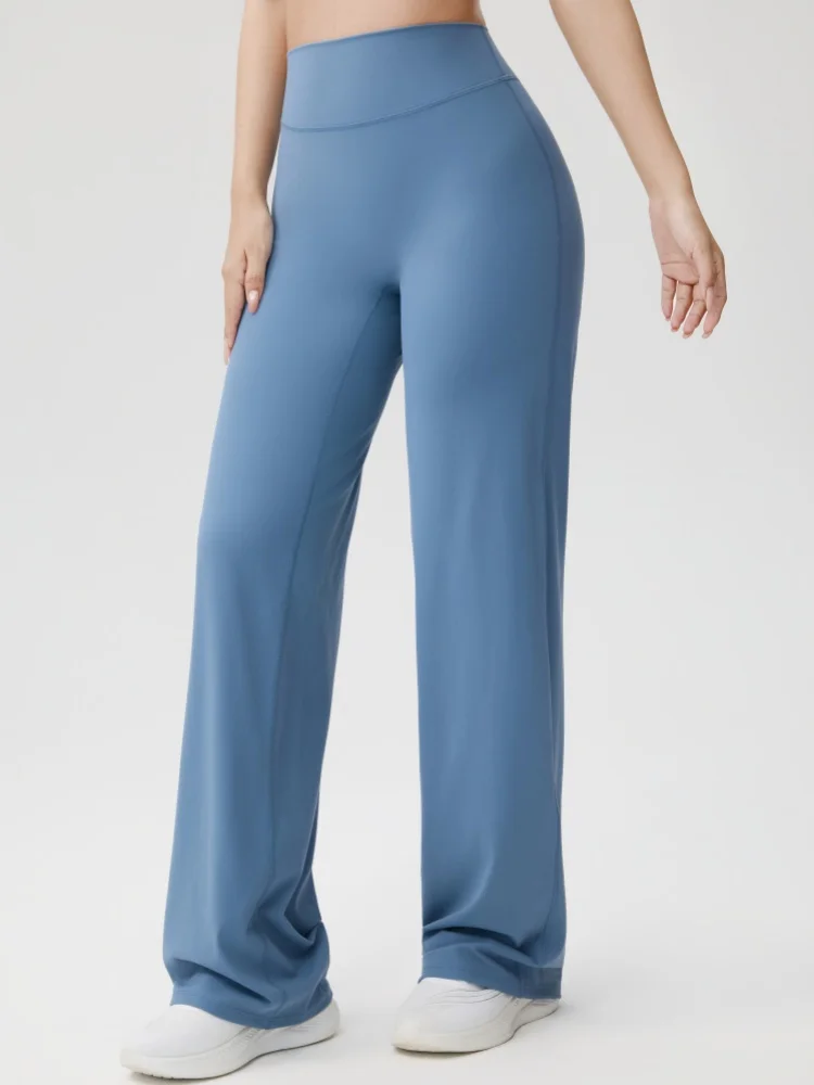 Women High Waist Wide Leg Yoga Pants Soft Stretch Loose Straight Leg Hip Lifting Gym Workout Casual Sports Trousers