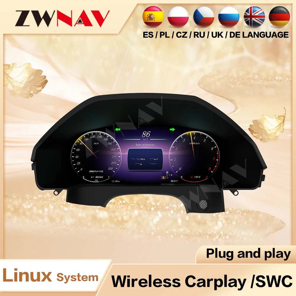 ZWNAV For Mercedes Benz E Class W212 2010-2015 Arrival Digital Cluster Car LCD Dashboard Auto Speedometer With Carplay New