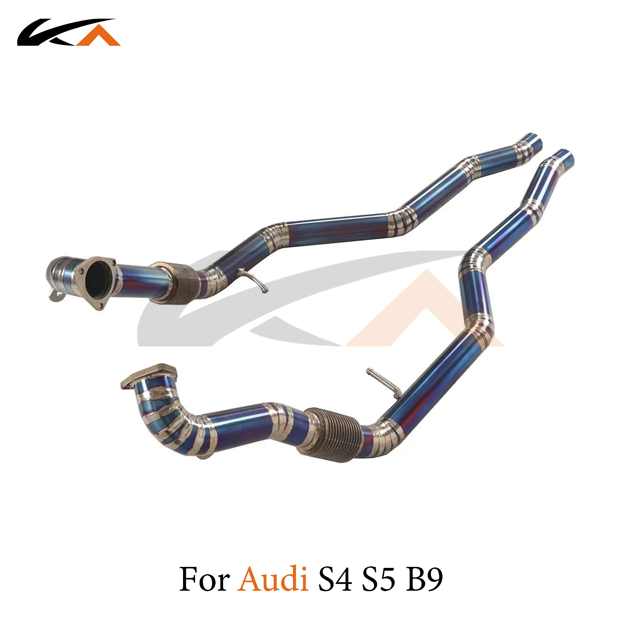 KA Tuning exhaust system titanium alloy front pipe for Audi S4 S5 B9 3.0T performance auto parts resonator middle pipe