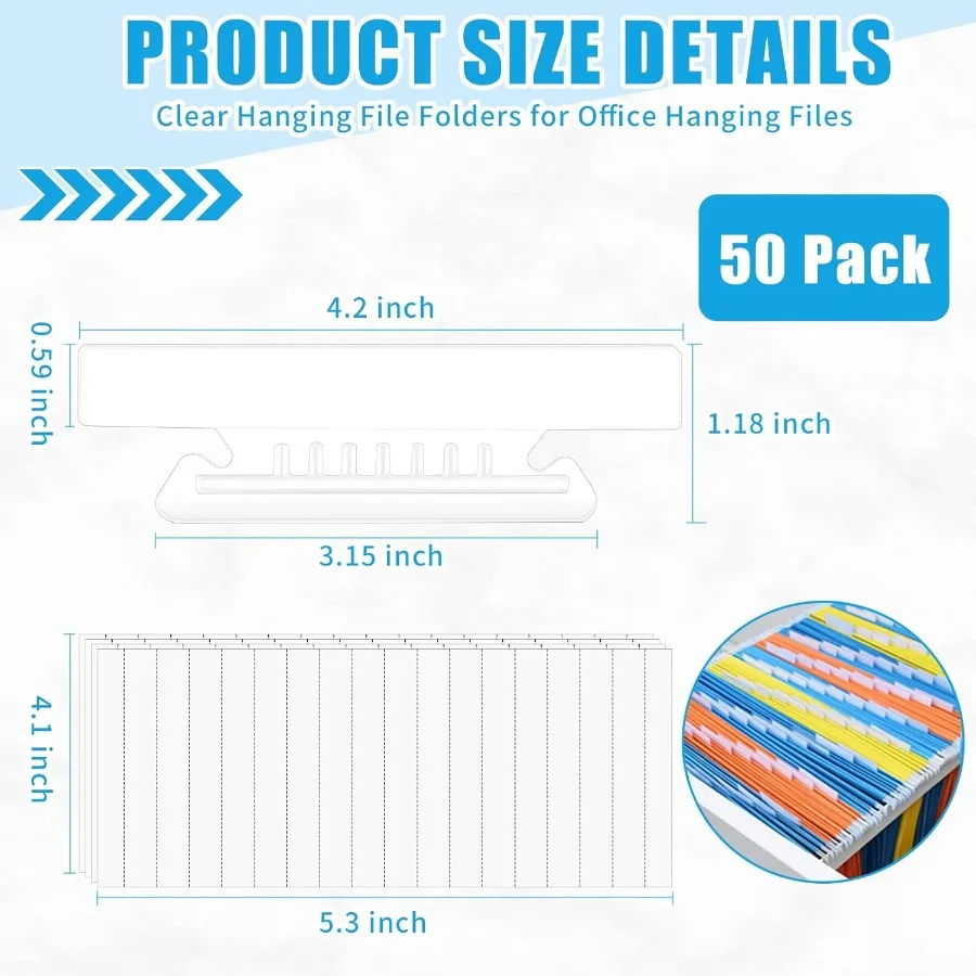50 قطعة 4 Ih علامات تبويب مجلد معلقة شفافة علامات تبويب مجلد الملفات علامات تبويب شفافة لتعليق مجلدات الملفات لملف معلق 3 1 2 Ih #2