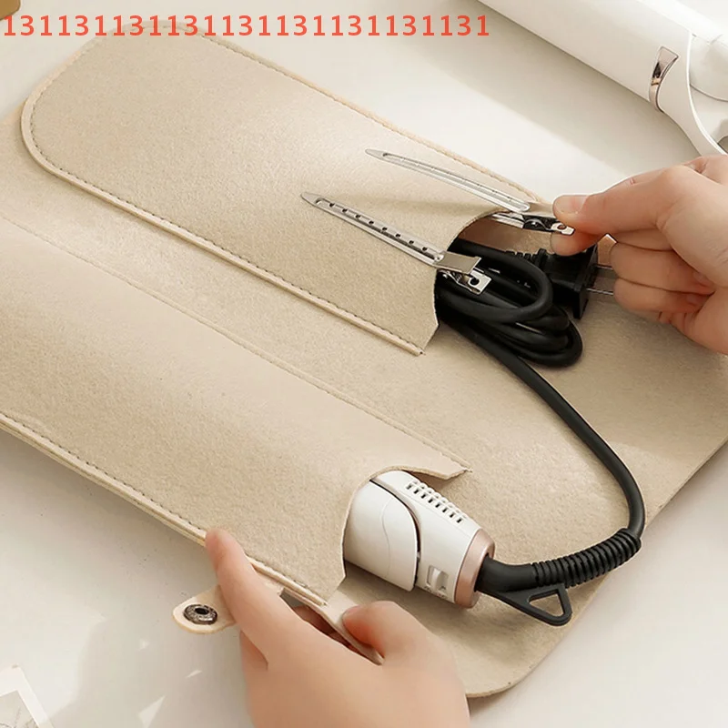 

Felt Pad Hair Curling Wand Cover Hair Straightener Storage Bag Hairdressing Curling Iron Insulation Mat Heat Resistant Pouch