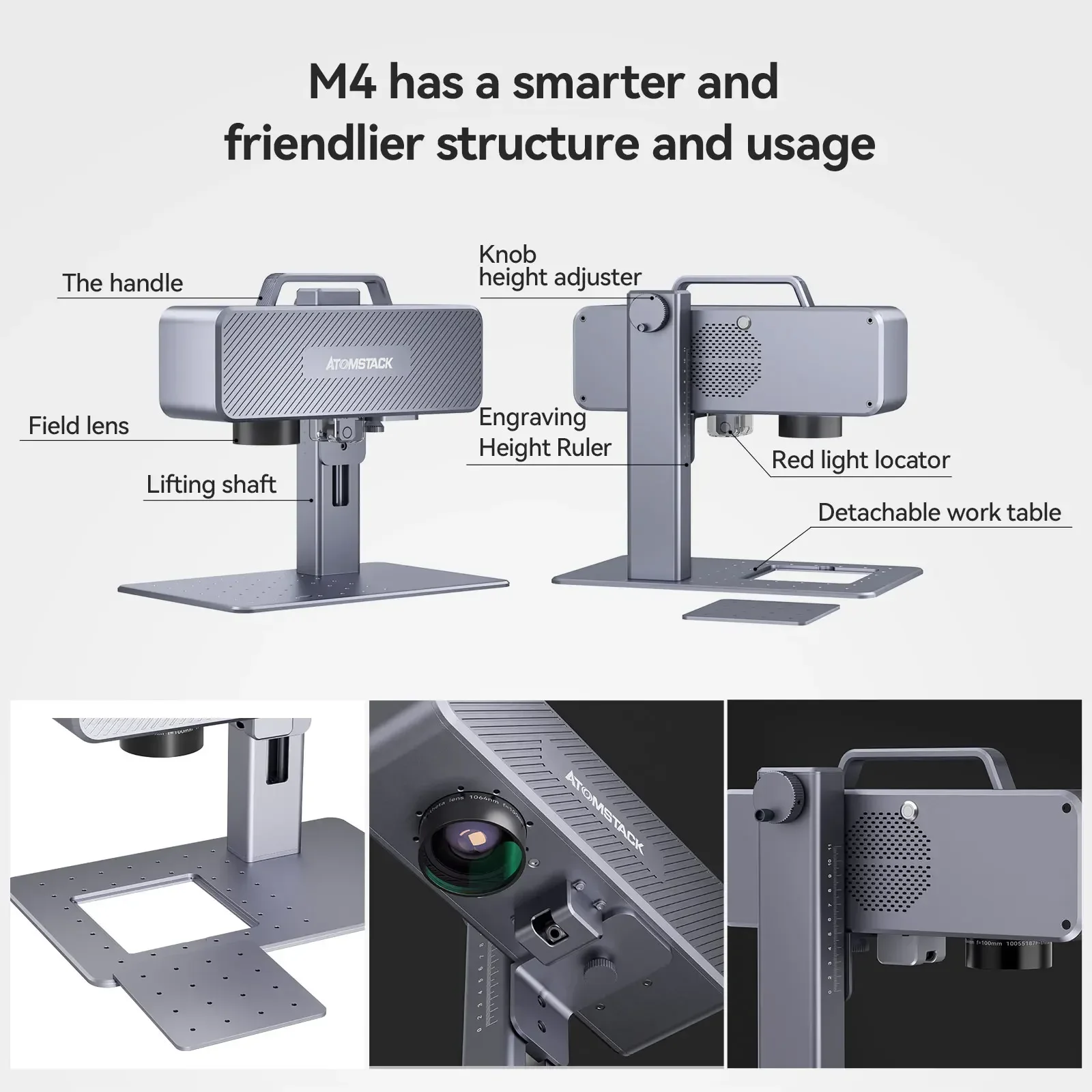 Imagem -05 - Atomstack m4 Fibra Mini Máquina de Marcação a Laser Portátil Desktop Cnc Gravador a Laser com 70*70 mm Área de Gravação para Metal Plástico