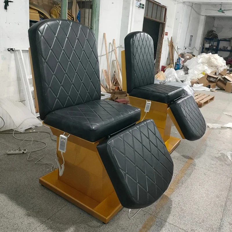 Modern Black Lash Bed Spa Gold Base Massage Bed Chair Comfortable Beauty Salon School Hotel Use Height