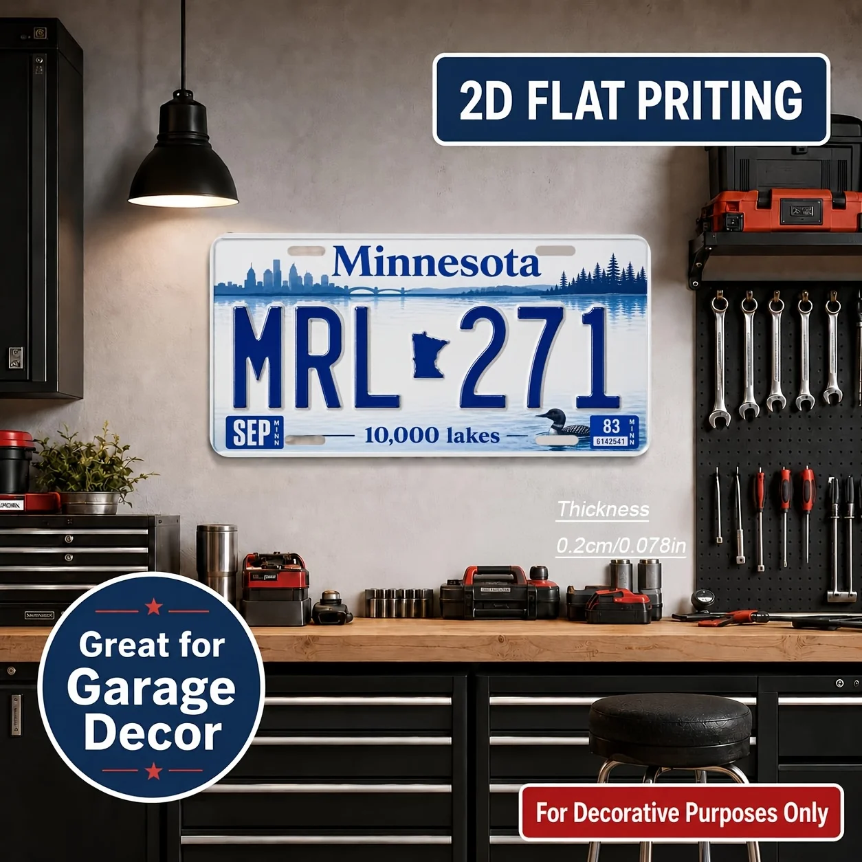 2D Flat - 【2D Flat】 2D Flat - [2D Flat] 2D Flat Printing, 1pc, Minnesota State Theme Vintage Sign, Home Decor, Birthday Gift, Re