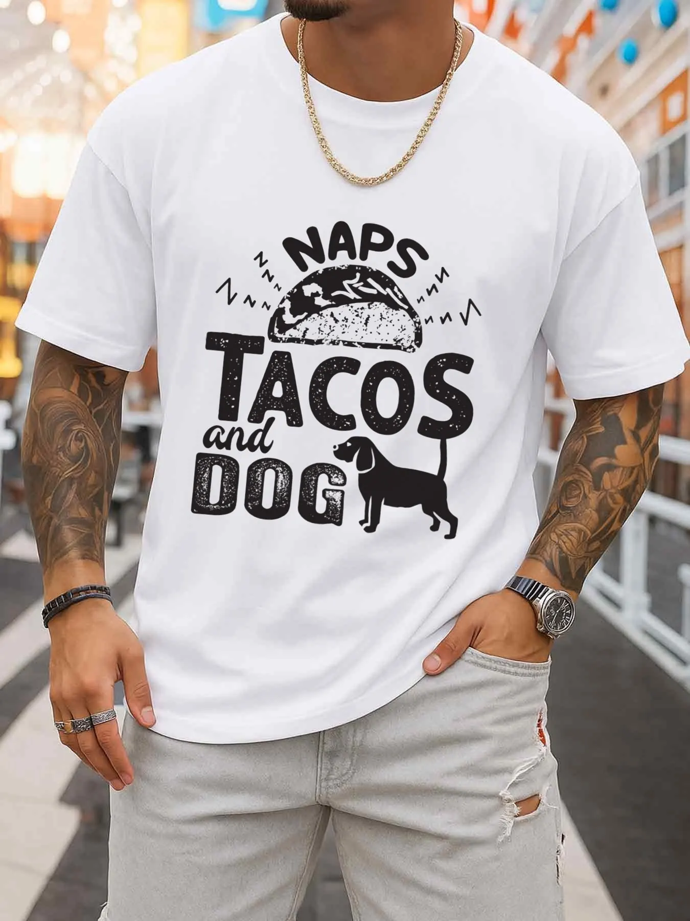 Nap, Burrito, and Dog T-Shirt Men's T-Shirt White 2026 Comfortable, Loose-Fitting, Stylish Short-Sleeve T-Shirt, Crew Neck, Slightly Stretchy Fabric, Perfect for Gifts, Everyday Wear, and Weekend Outings, Hip-Hop Streetwear, Suitable for All Seasons, Regular Fit