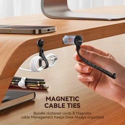6PCS Magnetic Cable Management Ties Wire Organizer 11cm Cable Holder Adjustable Hook & Loop Organizer Straps for Home