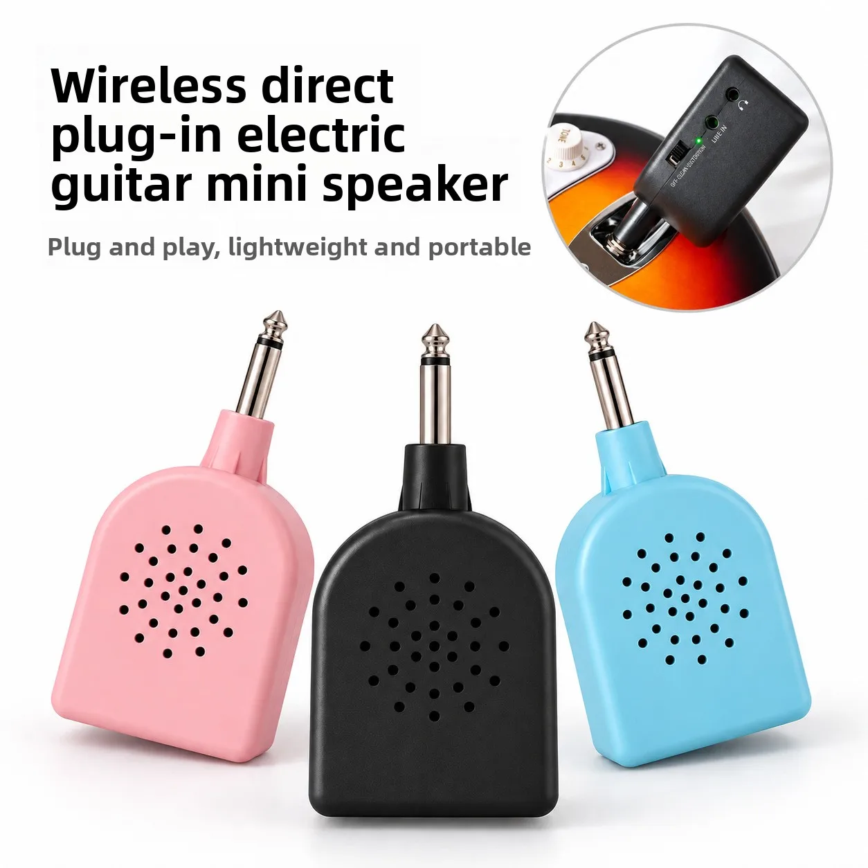Portable Wireless Mini Guitar Amplifier In-Line Electric Guitar Speaker Pocket Amps Wireless Charging for Home Travel Practice