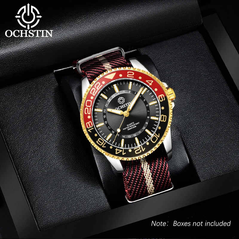 OCHSTIN Navigator Series Classic Men‘s Quartz Movement Daily Waterproof Watches Nylon Watch Strap Male Fashion Wristwatch