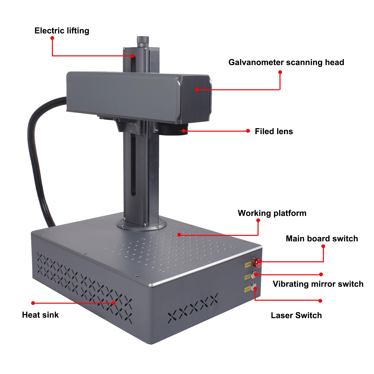 Autofocus macchina per marcatura Laser a fibra JPT Mopa 100W All-in-One incisore Laser portatile sollevamento elettrico per il taglio di gioielli