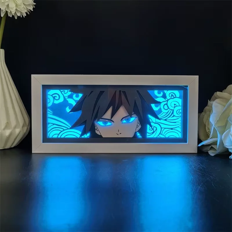

Anime Demon Slayer Paper Carved Lamp Kamado Tanjirou Nezuko 3D LED Figure Color Light Box Room Decoration Collect Night Light