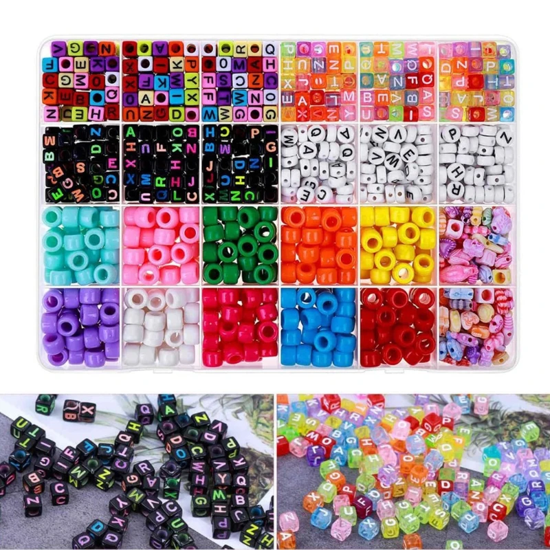 Beads Clearly Letters for Pony Beads with Storage Box for Children