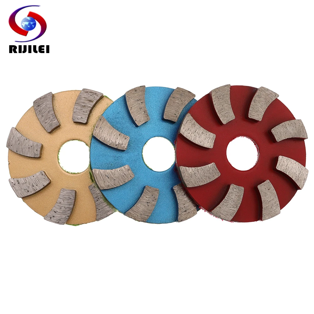 RIJILEI 3PCS 3Inch Metal Grinding Pads 80mm Diamond Polishing Pad Dry/Wet Concrete Floor Grinding Disc Marble Granite 3JKP