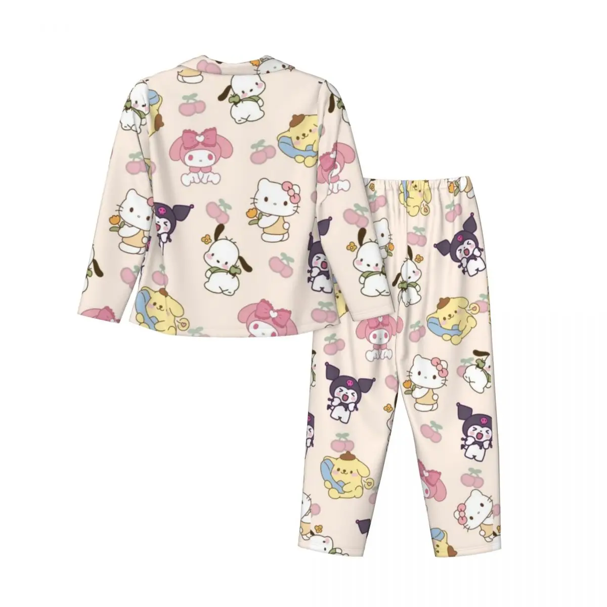 Sanrio Characters Hello Kitty Kuromi My Melody Women's Pajamas Set 2 Piece Set For Women Casual Long sleeve Suit