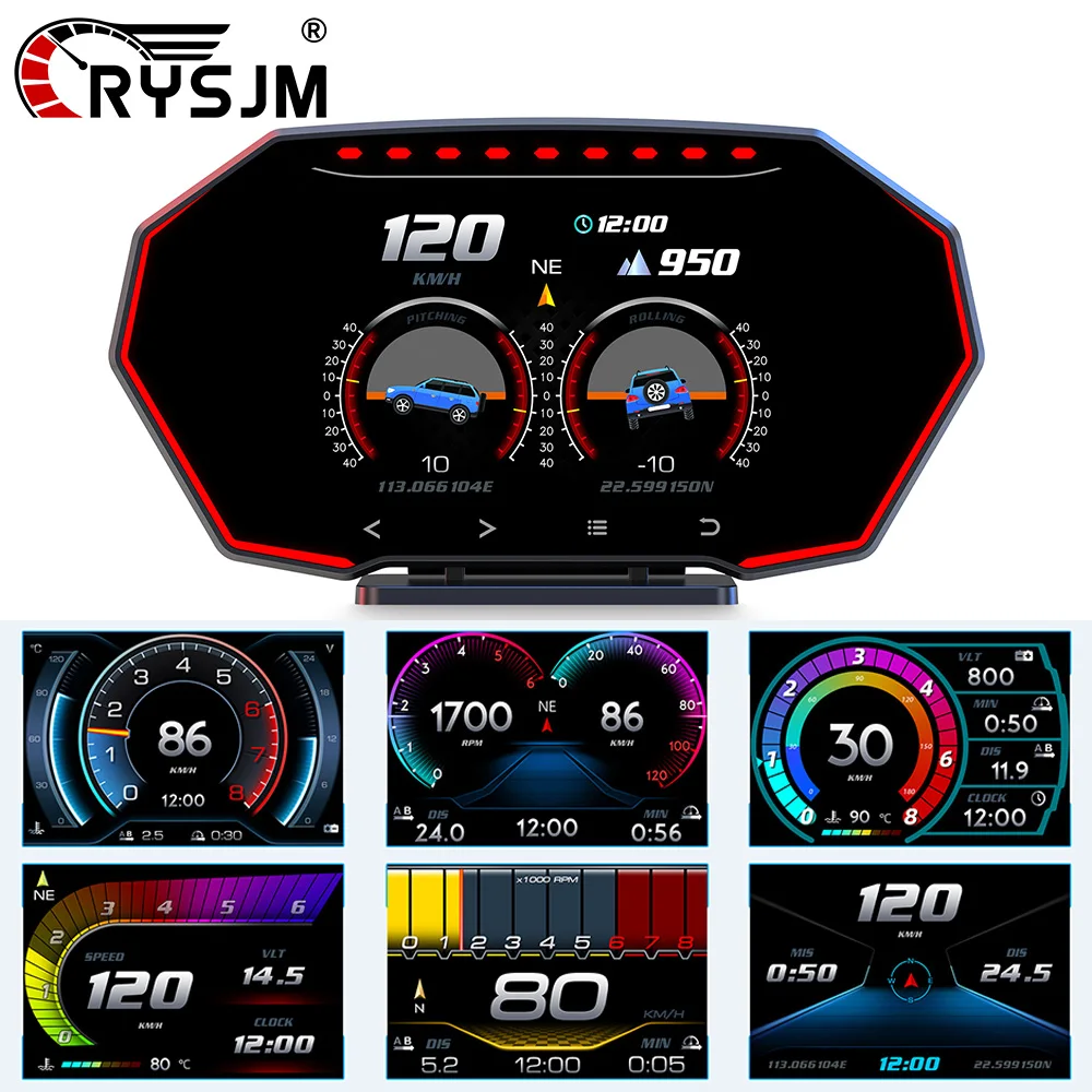 

* 4-дюймовый ЖК-дисплей с сенсорным экраном, новый OBD + GPS, автомобильный HUD, автомобильный OBD2, цифровой бортовой компьютер, двигатель, электронные аксессуары