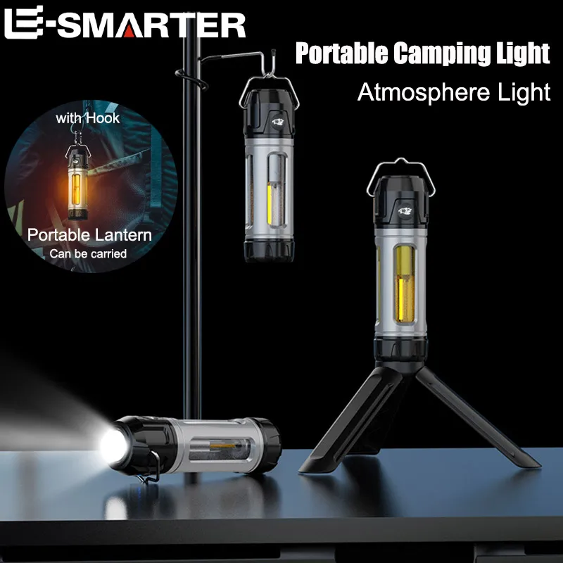 Rechargeable Stepless Dimming Flashlight High Bright Portable Lantern Outdoor Emergency Camping Tent Ambient Magnetic Work Lamp