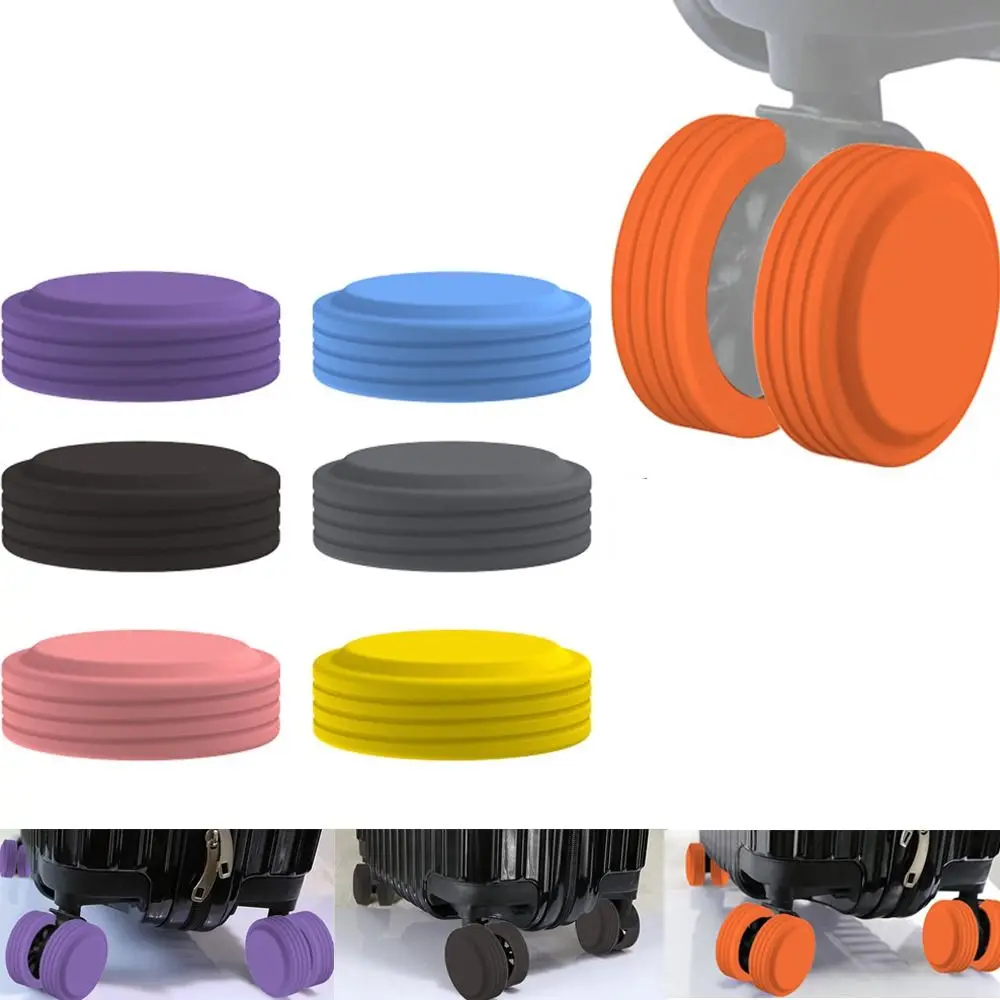 8Pcs/Set Silicone Luggage Wheels Protector Cover Reduce Noise Shock Absorption Suitcases Wheel Protection Rings Anti-slip