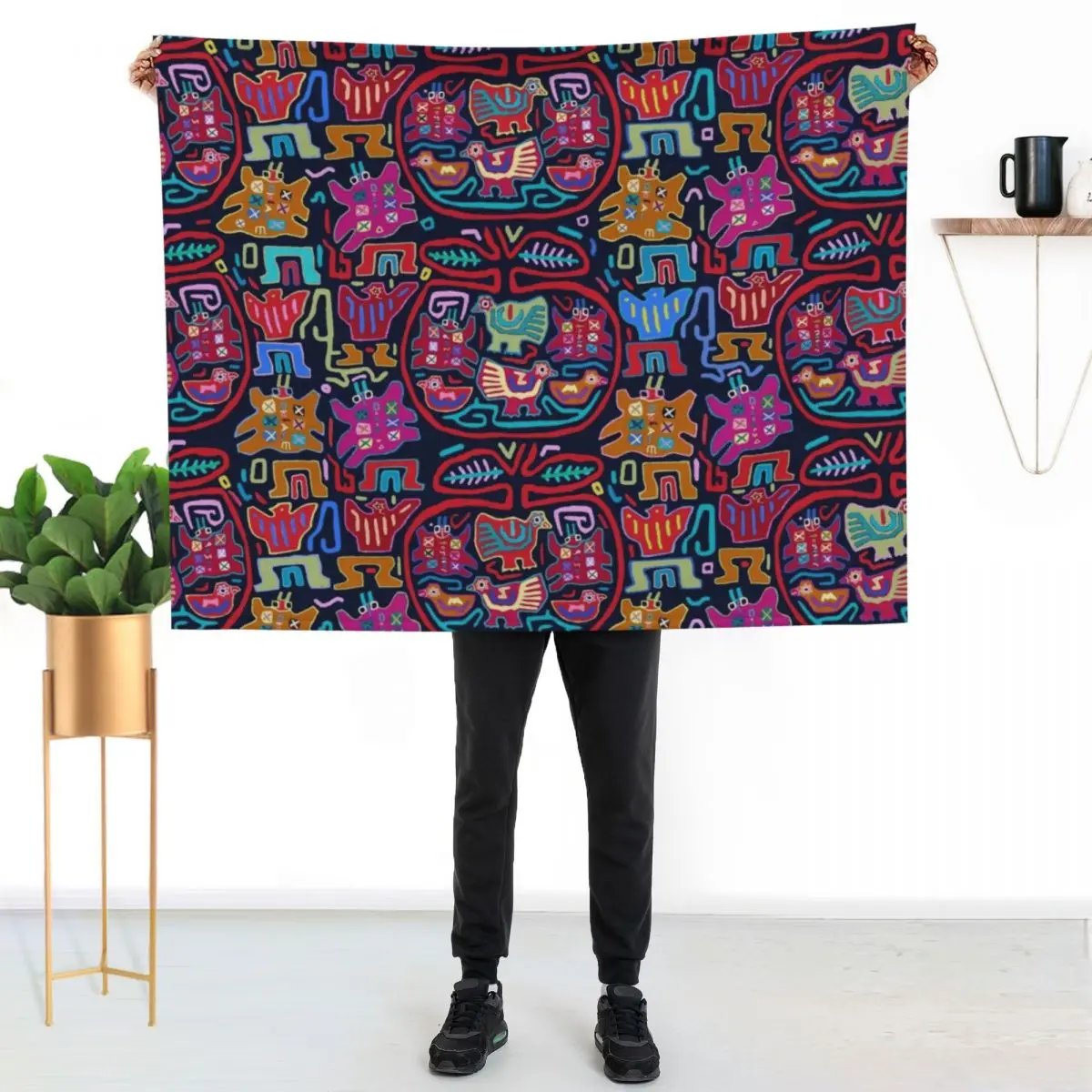 

Kuna Indian Pajaro Mola Throw Blanket All Season Soft Lightweight Blanket for Home