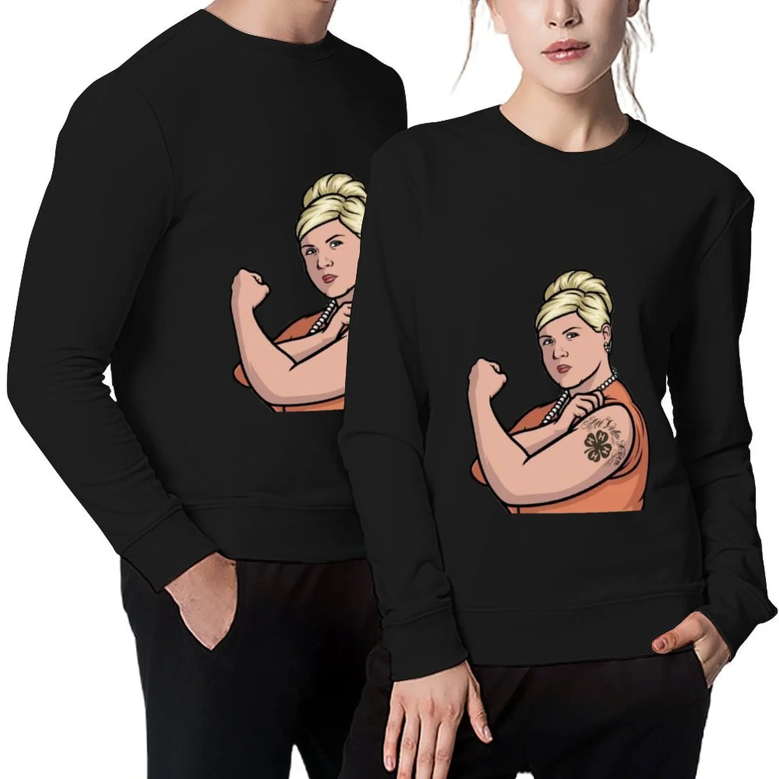 

Pam from Archer flexing her muscles Pullover autumn clothes anime clothing men's clothing japanese style sweatshirts