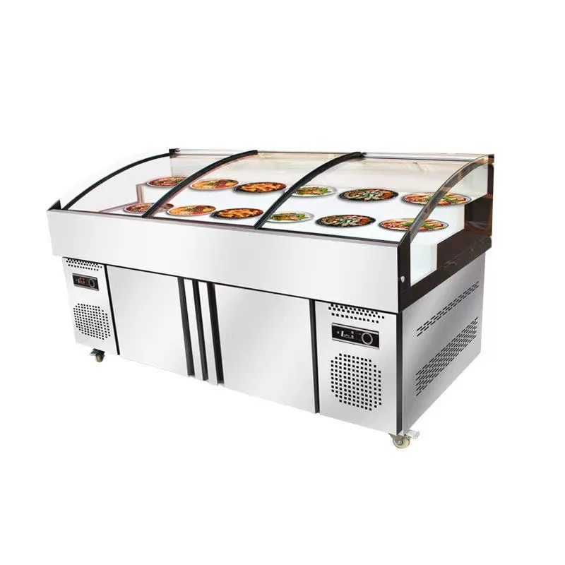 

Commercial Air-Cooled Glass Cooler Digital Refrigerated Fruit Salad Fresh-Keeping Cabinet for Seafood Deli Cold Dishes Ordering