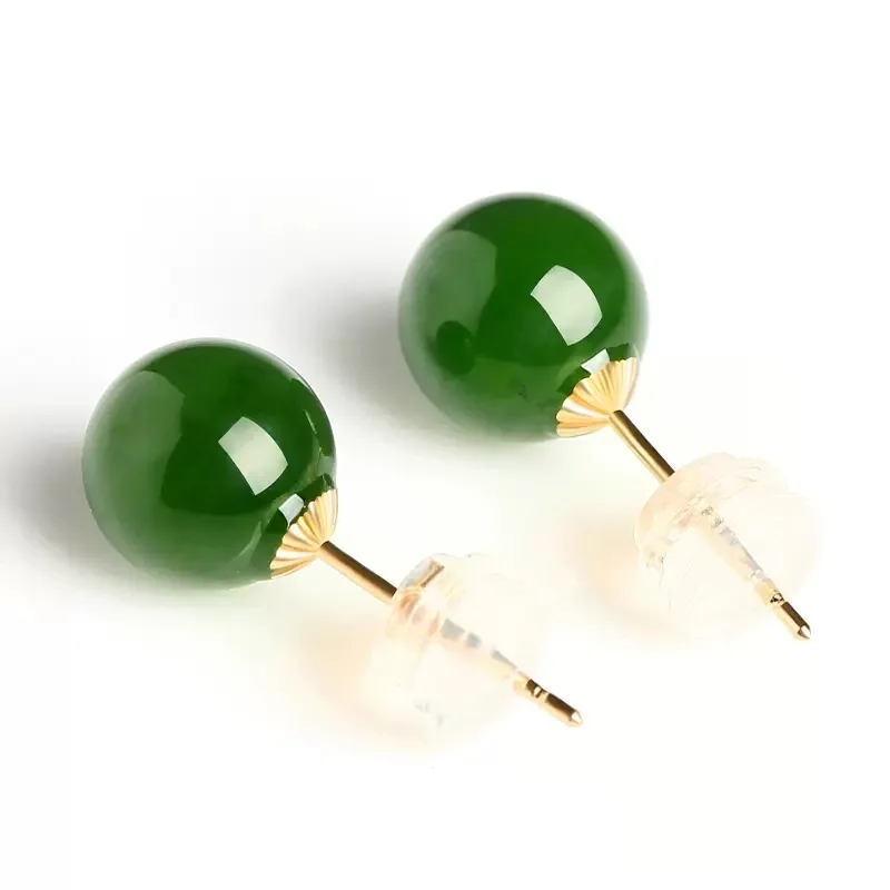 

NYMPH Real 18K Gold Pure Natural Chalcedony Earrings AU750 Stud Women Fine Jewelry Simple Anniversary Gifts For Women E605