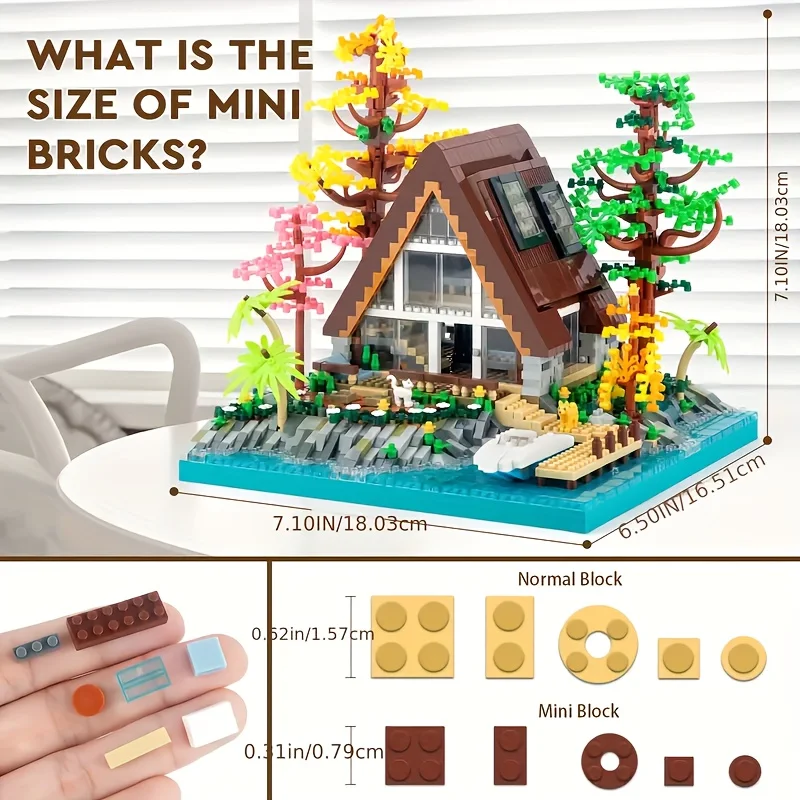 2688PCS Kreative Kabine Holz Haus Bausteine Street View Villa Landhaus Architektur Micro Ziegel Spielzeug Kind Für Geschenke
